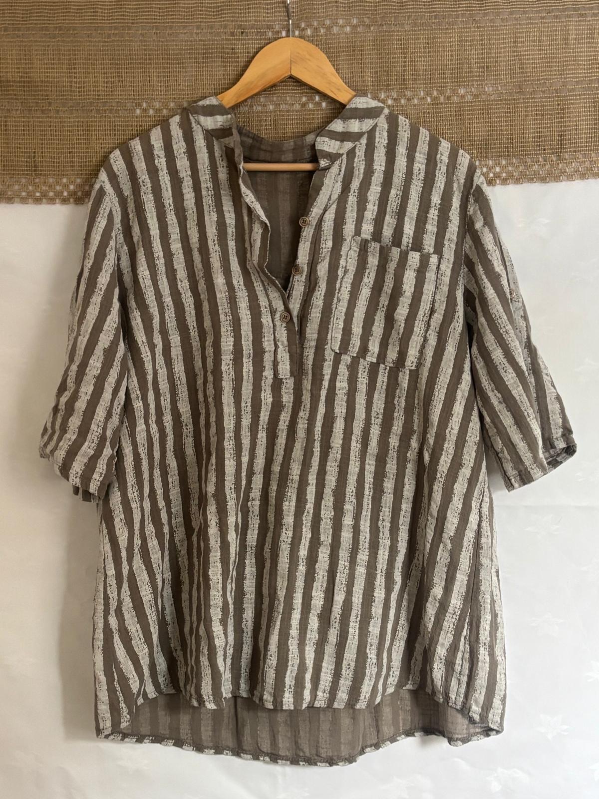 Cotton striped pullover shirt