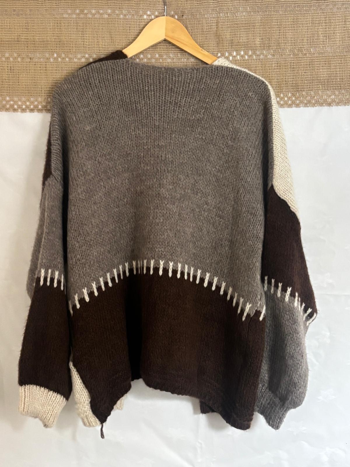 Patchwork knitted open front Cardigan