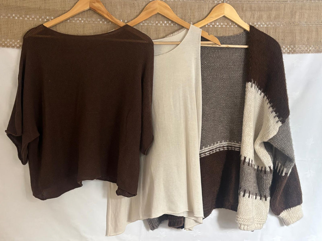 Patchwork knitted open front Cardigan