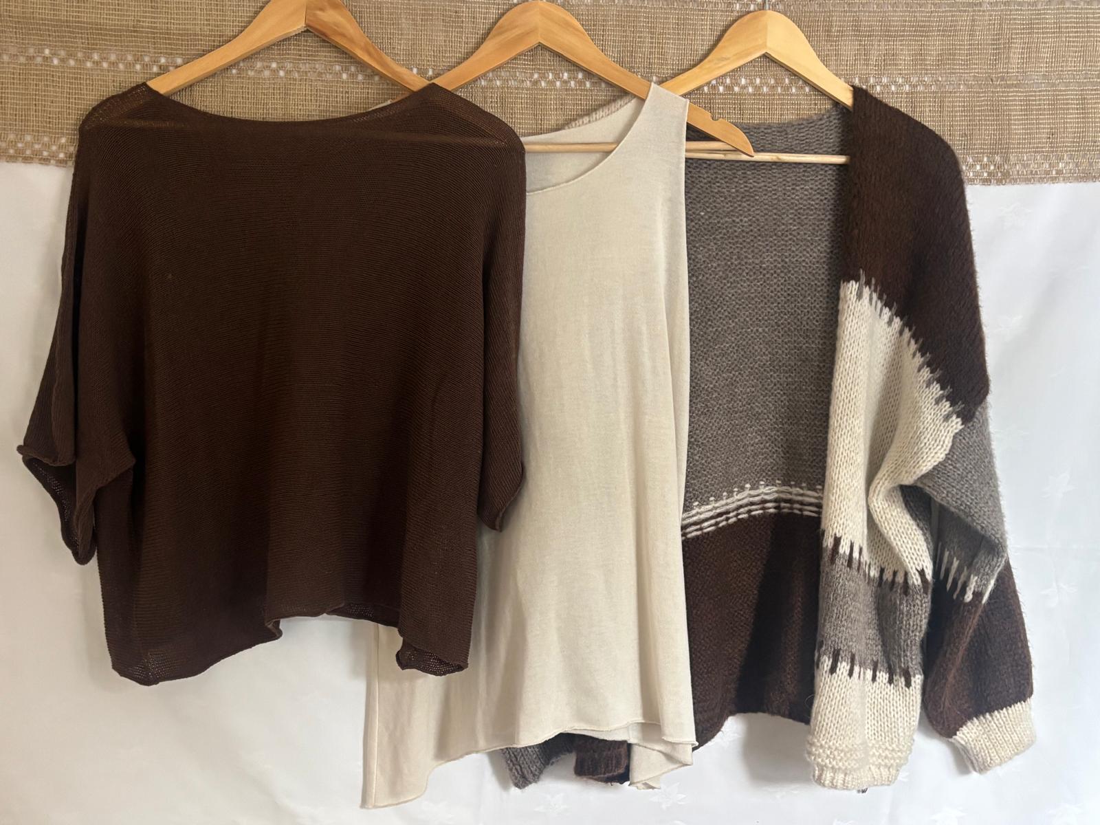 Patchwork knitted open front Cardigan