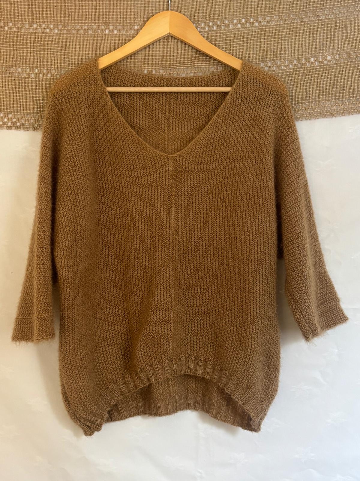 Camel V Neck, Batwing Sweater